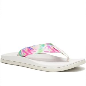 CHACO Women's NWT Chillos Flip Sandals Size 9 Pink & White Slides